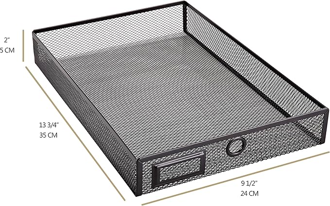 Annova Desk Organizer Wire Mesh 3 Tier Sliding Drawers Paper, Black
