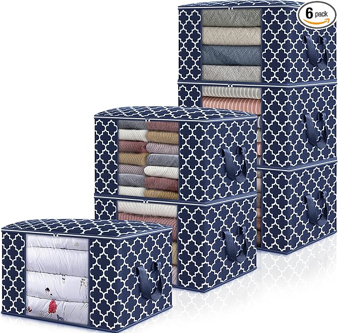WISELIFE Storage Bags, Large Blanket Clothes Organization and Storage Containers for Bedding, Comforters, Foldable Organizer with Reinforced Handle