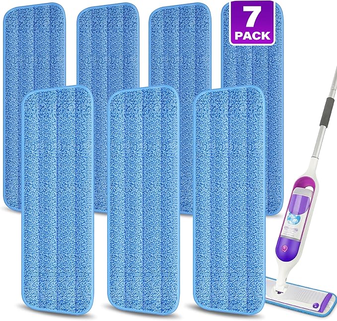 7 Count Reusable Mop Pads for Swiffer PowerMop -MEXERRIS Microfiber Wet Mops Refills PowerMop Pads Refills Machine Washable Hard Floor Mop Pads Replacement for 13''-15'' Spray Floor Mops
