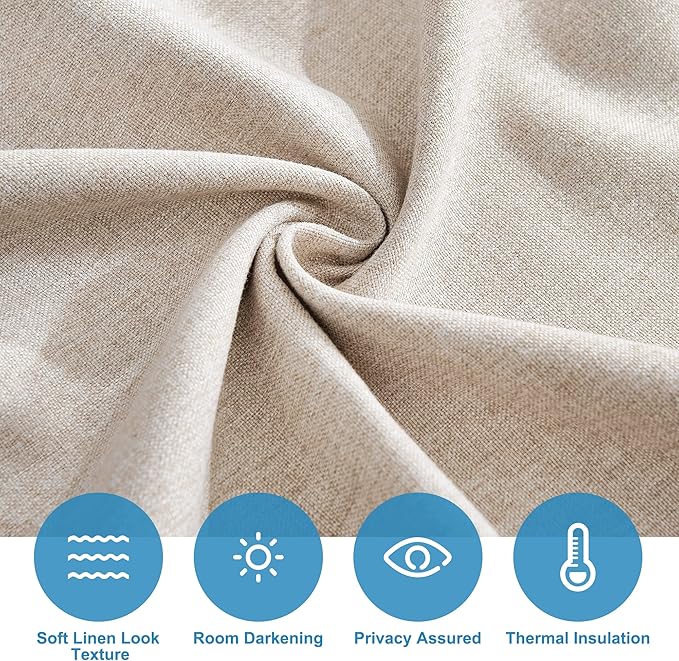 RYB HOME Tricia French Door Curtains - 1 Panel, 26" x 80" Khaki