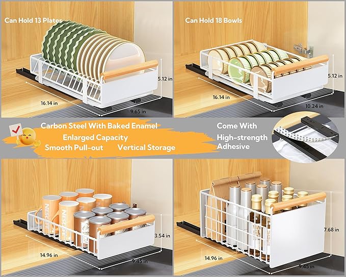 Pull Out Cabinet Organizer, Pull Out Basket Drawers for Cabinets, Slide Out Basket Drawers for Kitchen Cabinets, Cabinet Pull Out Shelves, Under Sink Organizer for Kitchen (Storage Rack Extra-Large)