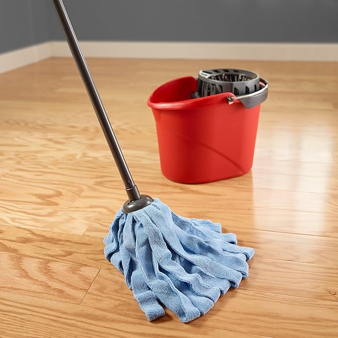 O-Cedar Microfiber Cloth Mop & QuickWring Bucket with Extra Refill, 2 Piece Set