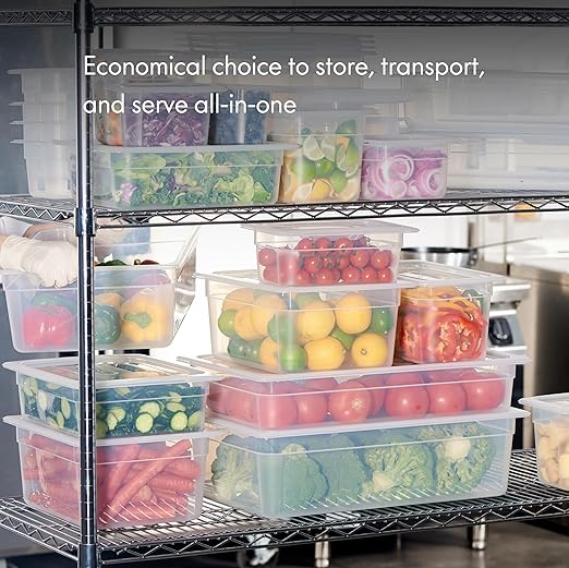 6-Pack 1/3 Size 6" Deep Food Pan with Handled Lid