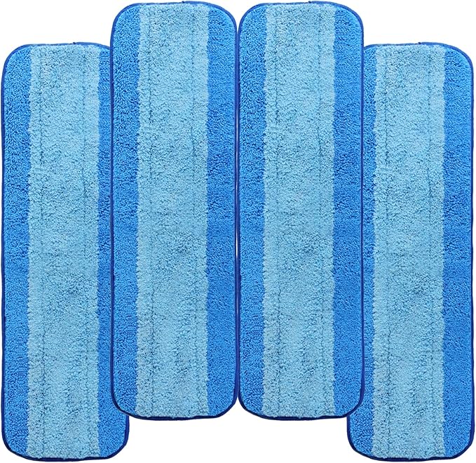 4 Pack Microfiber Cleaning Pads Compatible with Bona Mop, Reusable Microfiber Mop Pads for 18 Inch Mop, Hardwood Floor Replacement Cleaning Mop Pads, Machine Washes
