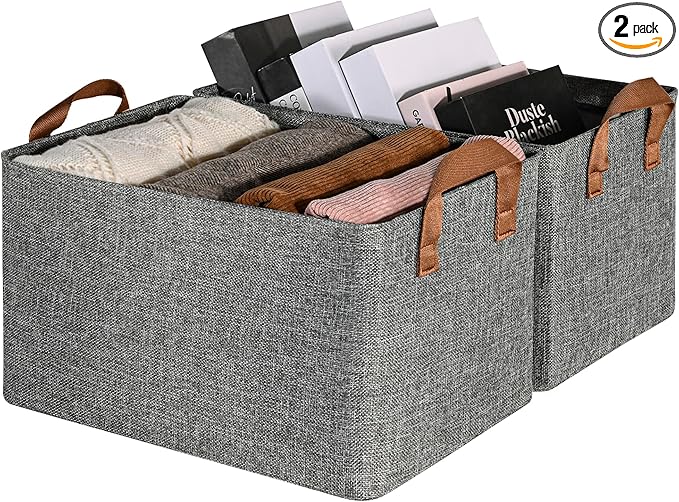 GRANNY SAYS Storage Baskets for Shelves, Closet Organizer Bins, Clothes Storage Bins with Metal Frame, Large Baskets for Organizing and Storage