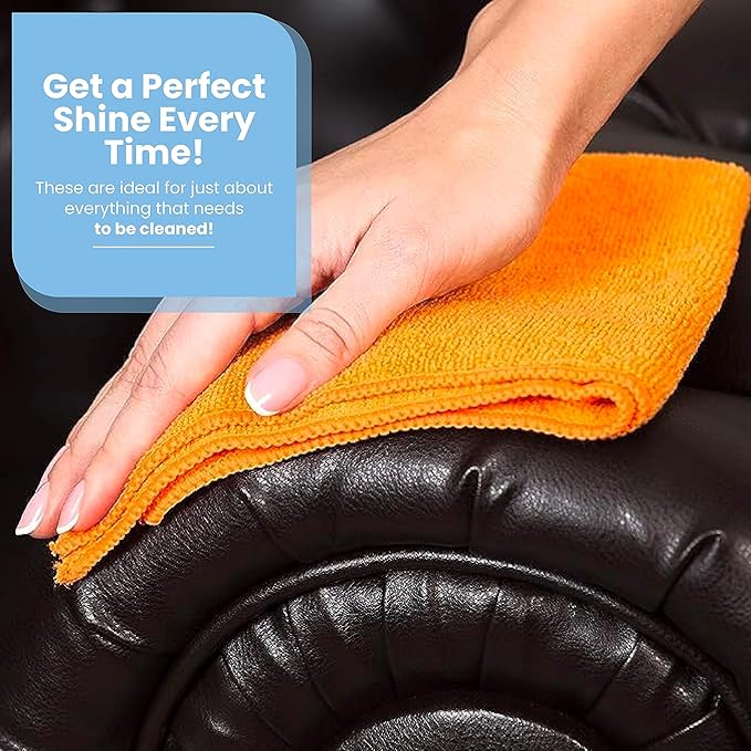 A&A Wiping Cloth- Microfiber Cleaning Towel, Super Absorbent Orange Microfiber Towels, Perfect for House, Cars, Windows, Gym and Office, Orange Microfiber 16x16 Towels, Pack of 180 Pieces