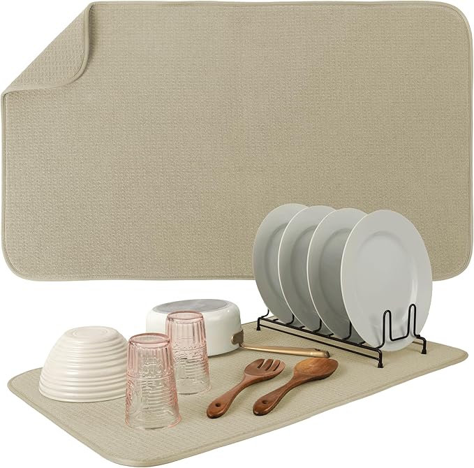 INC. Dish Drying Mat Jumbo, 18” x 30”, Pure Cashmere