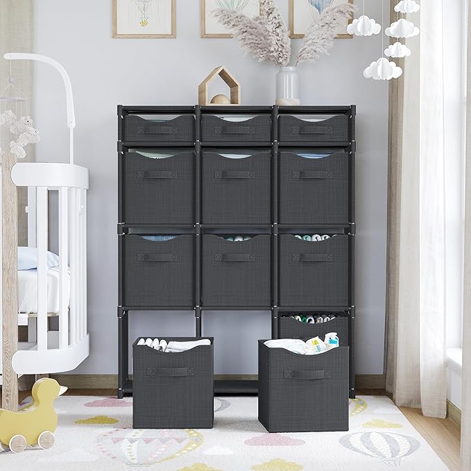 Cube Storage Organizer with Storage Bins Included - The Perfect Closet Organizers and Storage Solution. Includes 12 Storage Cubes, Great For Toy Storage, Closet Storage, Clothes Storage (Pink)
