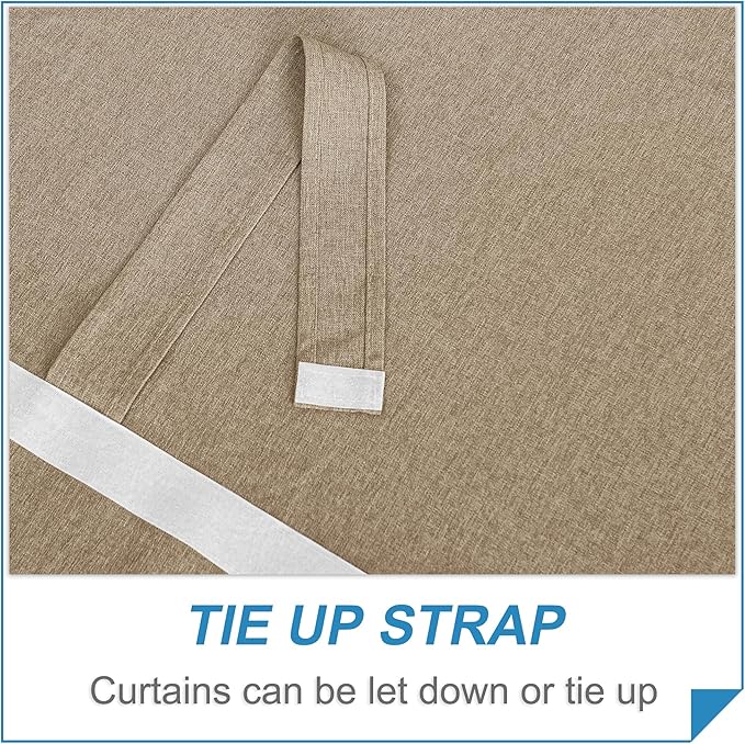 RYB HOME Privacy French Door Curtains, Rich Linen Texture Room Darkening Window Curtains and Drapes Thermal Insulated Tricia Door Blinds for Patio Doorway, W26 x L40 inch, 1 Panel, Mocha