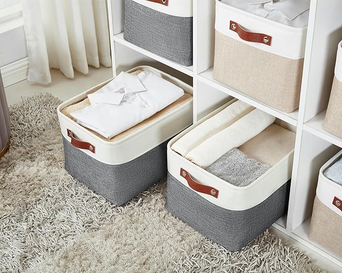Storage Bins, Slate Grey & White, 4 Pack