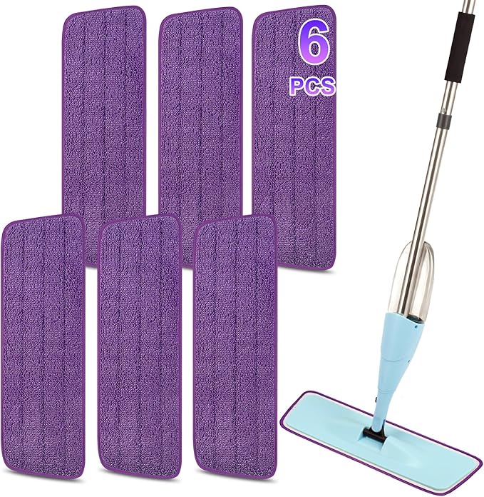 16.5 Inch Reusable Mop Pads Microfiber Spray Mop Replacement Heads for Wet/Dry Mops Compatible with Bona Floor Care System (6 Pack)