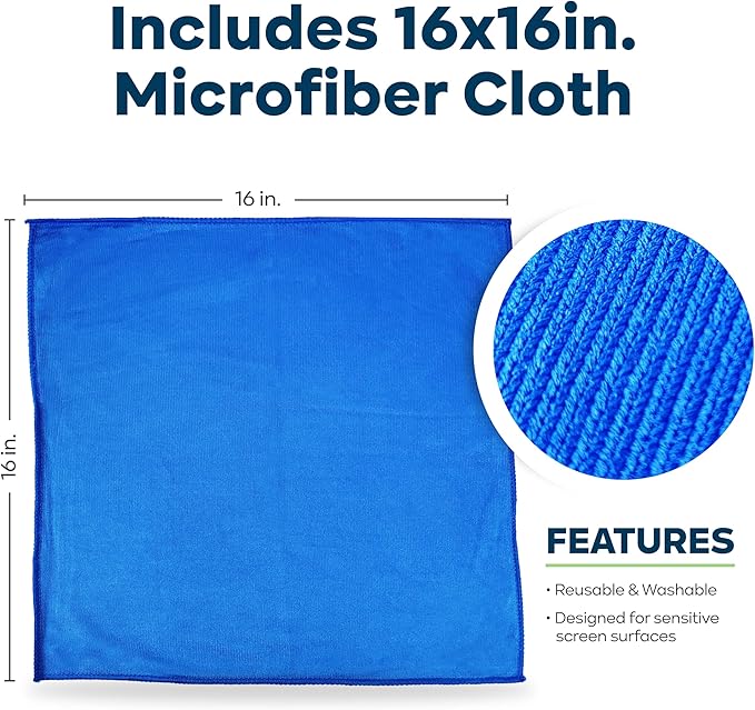 KIC CrystalVu Screen Cleaner Spray Kit with Microfiber Cleaning Cloth – Streak-Free for TV, Phone, Laptop, Monitor & Tablet