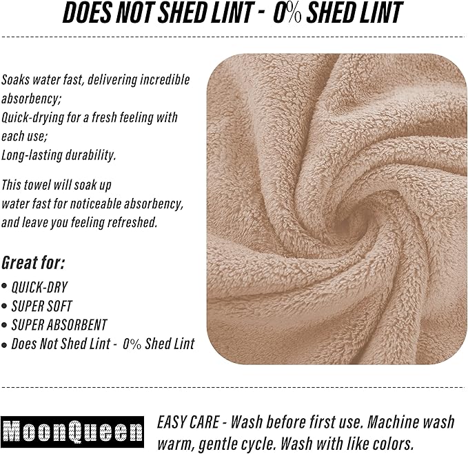 MOONQUEEN 6 Pack Premium Hand Towels - Quick Drying - Microfiber Coral Velvet Highly Absorbent Towels - Multipurpose Use as Hotel, Bathroom, Shower, Spa, Hand Towel 16 x 28 inches (Brown)