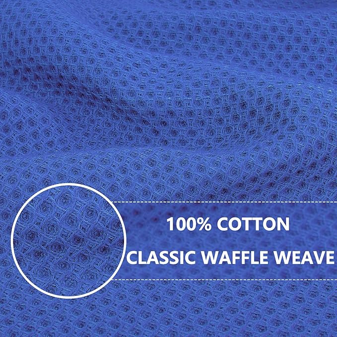 Homaxy 100% Cotton Waffle Weave Kitchen Dish Cloths, Ultra Soft Absorbent Quick Drying Dish Towels, 12 x 12 Inches, 6-Pack, Blueberry