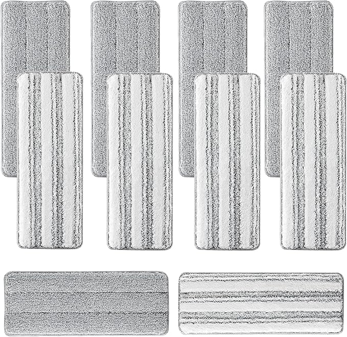 10Pcs Joymoop Mop Replacement Pads, 13 * 4.9'' Universal Mop Pads Mop Head Refills Washable Wet Mop, Compatible with Most 11-13” Size Mops