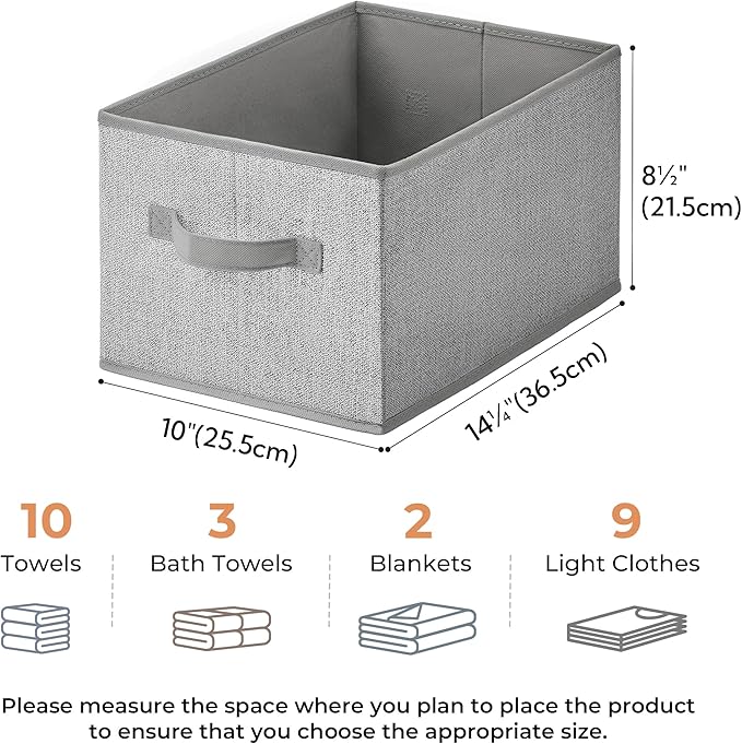 GRANNY SAYS Storage Baskets for Shelves, Closet Storage Bins with Handles, Fabric Organizers and Storage Bins, Storage Boxes for Clothes, Gray, Medium, 3-Pack
