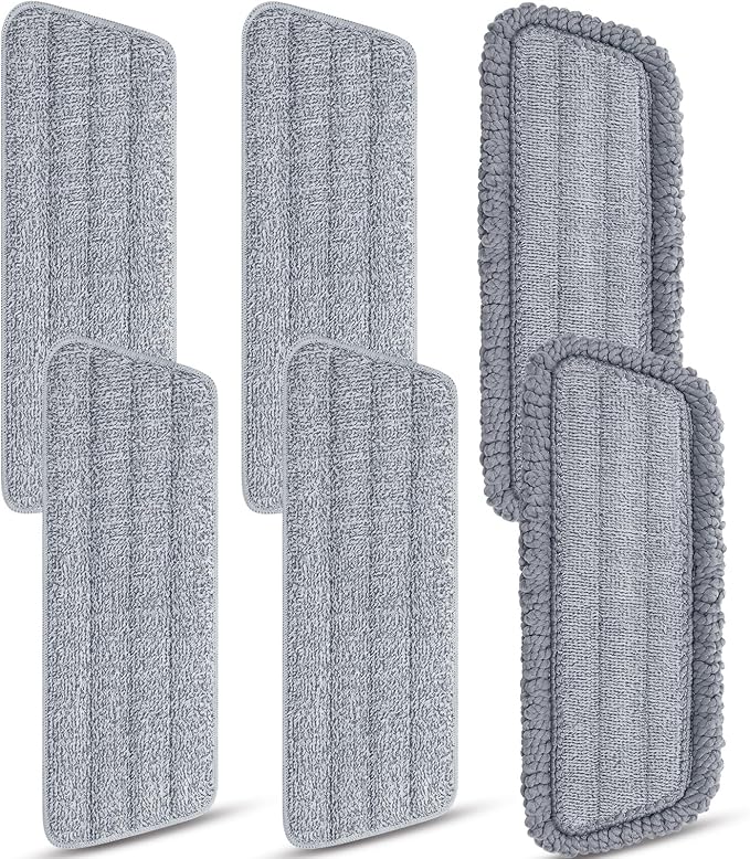 6Pcs Microfiber Mop Replacement Pads,Compatible with Wet/Dry Mop Floor Cleaning Pad Fit All Spray Mops,14.9 * 4.7’’ Size Spray Mop Pads Refills