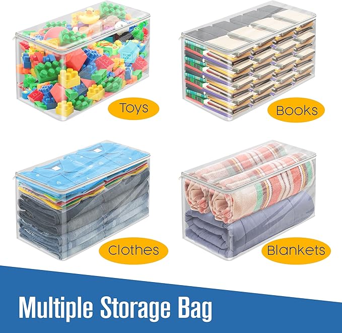 Houseables Clothes Storage Bag, Sweater Bags Moth Proof, Moth Proof Sweater Storage, Clear Zipper Organizer, Vinyl Zippered Plastic Protection, Blanket, Linen, Clothing, Quilt, Bed Sheet, 24x13, 5 PK
