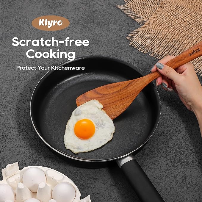 Teak Wooden Cooking Utensils Set, 10 Piece Premium Kitchen Cookware, Non-Scratch Wooden Spoons for Cooking, Perfect for Cooking and Serving