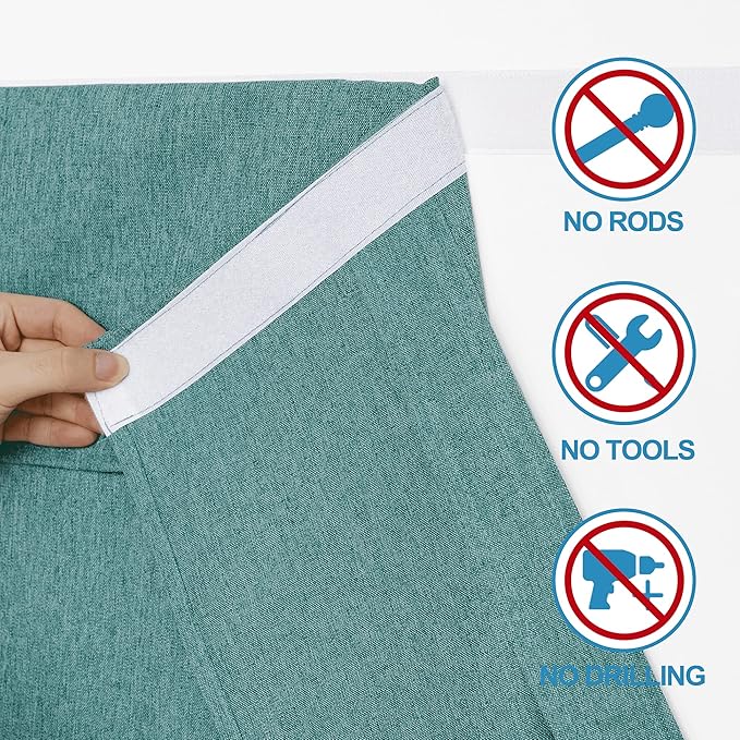 RYB HOME Tricia Door Curtains, Durable High Woven Linen Window Blinds Vertical Privacy Room Darkening Patio/French Door Drapery Sidelight Curtain, W26 x L69, 1 Pc, Turquoise