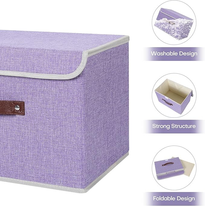 ANMINY 2 Storage Bins w/ Lid - Large Purple