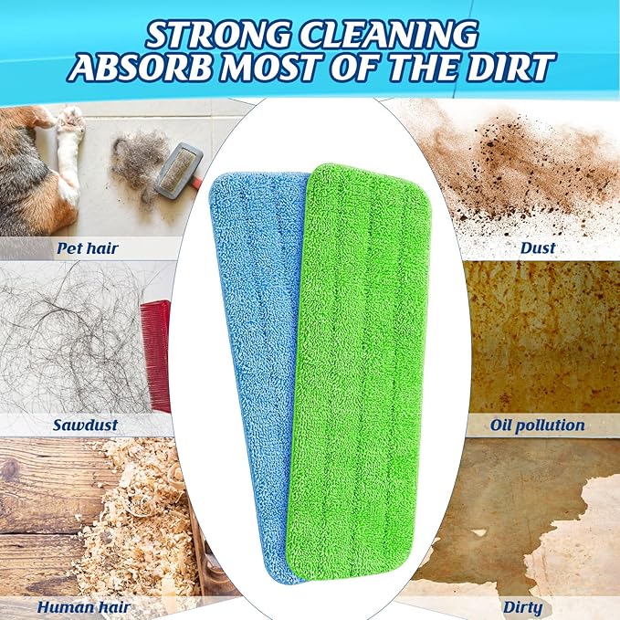 40 Pack Microfiber Cleaning Pads Machine Washable Replacement Head for Wet/Dry Mops Flat Reusable Household Replacement Mop Pad for Hardwood Floor Cleaning Scrubbing Fit Most Mops (Multicolor)