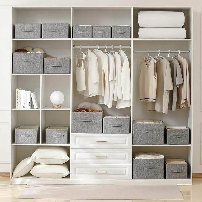 Linen Folding Storage Bins, Dark grey, 18½"x13½"x8½"