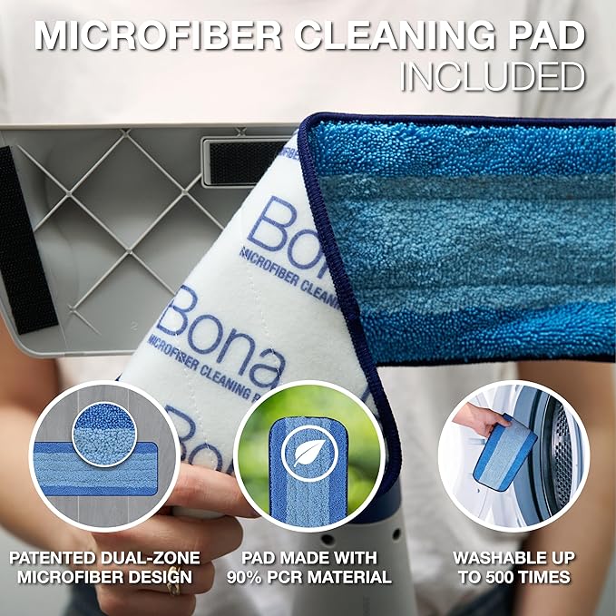 Bona Spray Mop Air - Includes Multi-Surface Floor Cleaner Concentrate and Microfiber Pad - Lemon Mint Scent - Lightweight & Compact Mop
