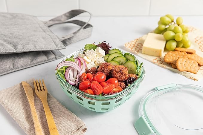 Ello Duraglass Meal Prep Container- Glass Food Storage Container with Silicone Sleeve and Airtight BPA-Free Plastic Lid, Dishwasher, Microwave