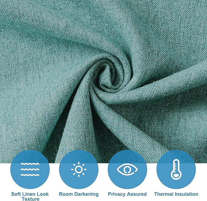 RYB HOME Tricia Door Curtains, Durable High Woven Linen Window Blinds Vertical Privacy Room Darkening Patio/French Door Drapery Sidelight Curtain, W26 x L69, 1 Pc, Turquoise