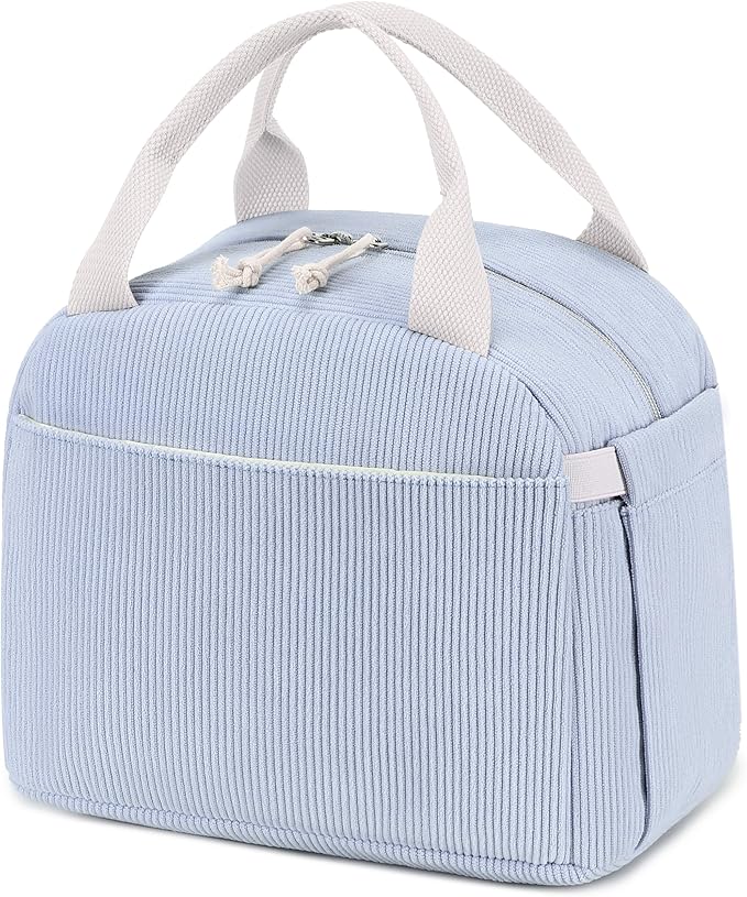 Bluboon Lunch Bag for Women Men Cute Corduroy Lunch Tote Bags Reusable Insulated Lunch Box Large Capacity Reusable Insulated Cooler for Work Picnic or Travel