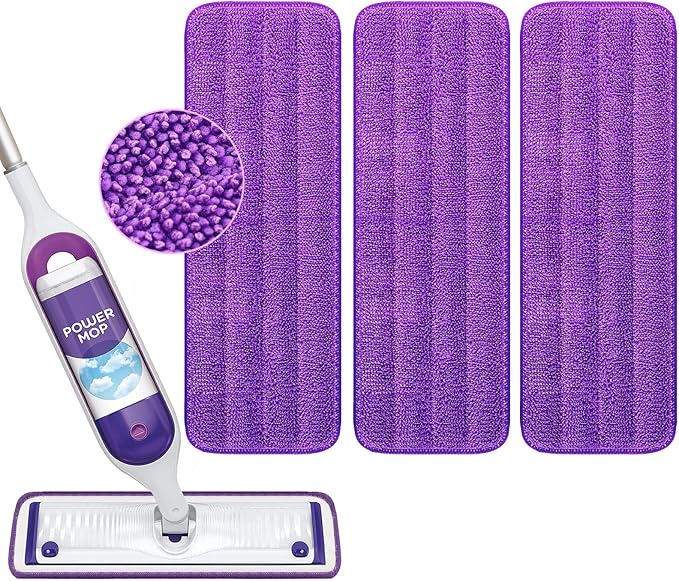 Reusable Power Mop Pads Compatible with Swiffer PowerMop Mop - Swifter Power Mop Pads Refills - Washable Microfiber Pads for Multi-Surface Floor Cleaning, 3 Pack