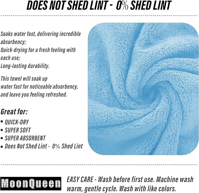 MOONQUEEN 18 Pack Premium Hand Towels - Quick Drying - Microfiber Coral Velvet Highly Absorbent Towels - Multipurpose Use as Hotel, Bathroom, Shower, Spa, Hand Towel 16 x 28 inches (Aquamarine)
