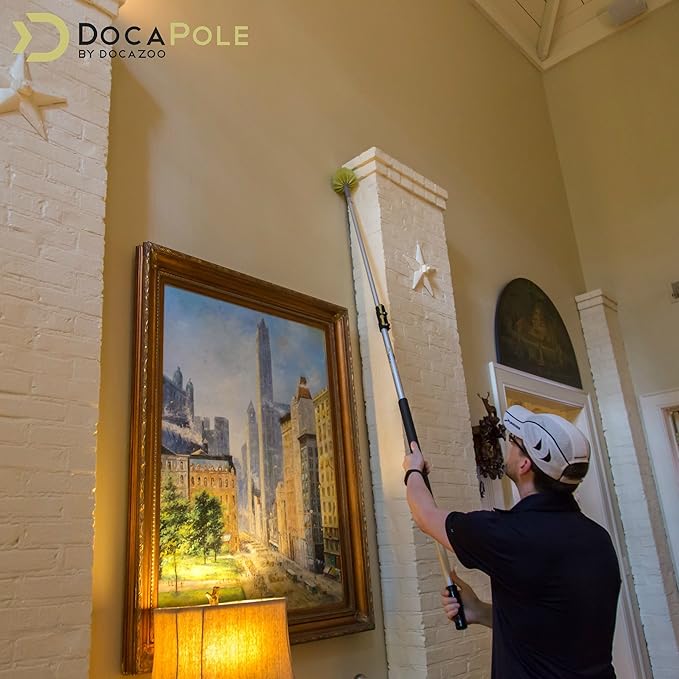 DOCA Telescoping Pole 5-12 Ft - Extension Pole for Cleaning, Feather Duster, Window Washing Kit, Paint Roller, Window Squeegee - High Reach Extendable Kit for Indoor & Outdoor - Cobweb Duster