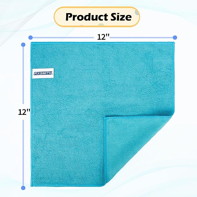 FIXSMITH Microfiber Cleaning Cloth, 20 Pack Cleaning Rags, Cleaning Towels for Housekeeping, Kitchen, Car, Lint-Free, Reusable Shop Towels with 5 Colors (Green/Blue/Yellow/Orange/Pink), 12"X12"