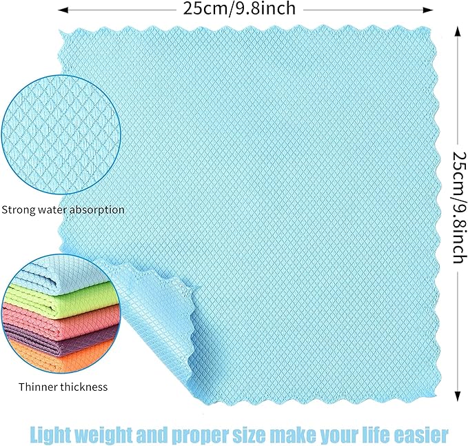 Streak-Free Miracle Cleaning Cloths, 20 Pack Fish Scale Cleaning Cloth Reusable for Window, Nano Scale Easy Clean Rags, Nanoscale Cleaning Microfiber Glass Towels Easycleanco Cloths