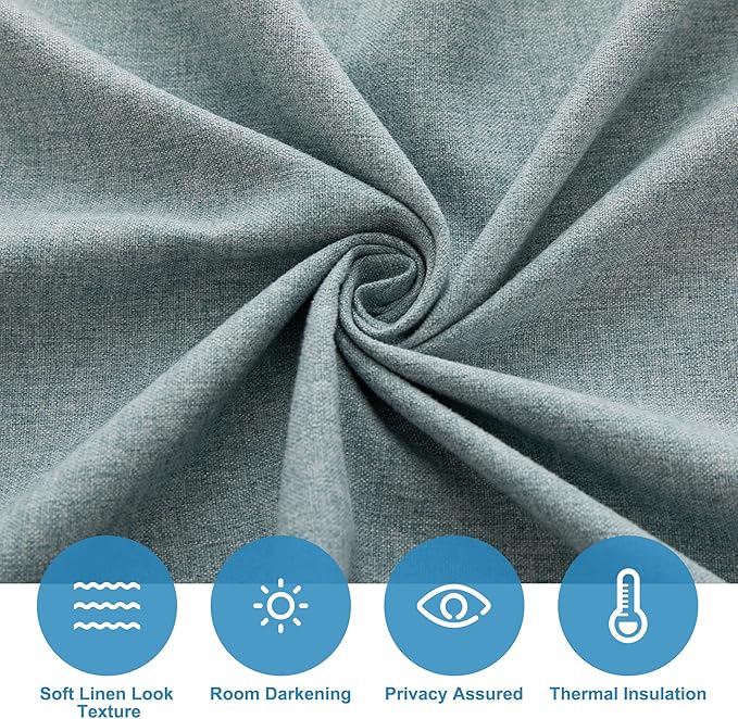 RYB HOME Door Window Curtains, Rich Linen Texture Room Darkening Thermal Insulated Tricia French Door Curtains Drapes Blinds for Patio Doorway