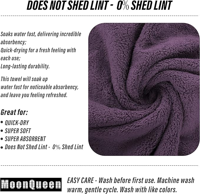 MOONQUEEN 18 Pack Premium Hand Towels - Quick Drying - Microfiber Coral Velvet Highly Absorbent Towels - Multipurpose Use as Hotel, Bathroom, Shower, Spa, Hand Towel 16 x 28 inches (Plum)