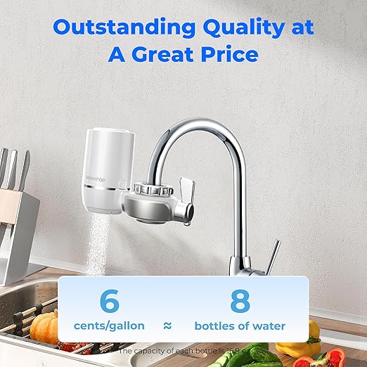 Waterdrop Water Filter for Sink Faucet, NSF Certified Water Purifier, 320 Gallon Tap Water Filter for Kitchen Sink, Reduces Chlorine