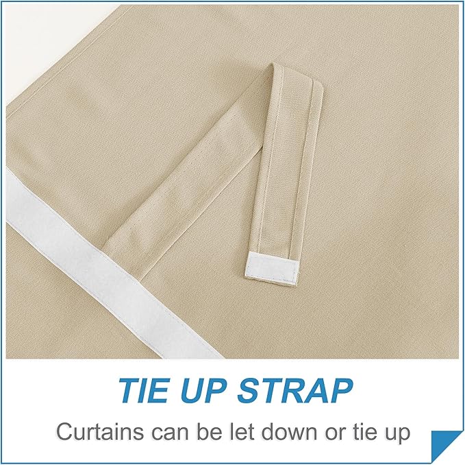 RYB HOME Tricia Faux Linen French Door Curtain - 26" x 69" Beige