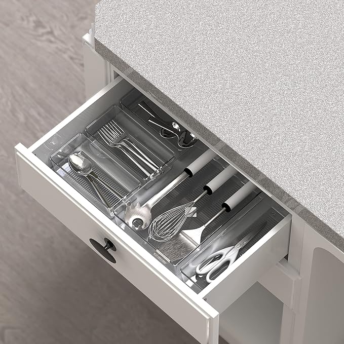 Simple Houseware 30 PCS Clear Plastic Drawer Organizers Set, 5-Size for Makeup