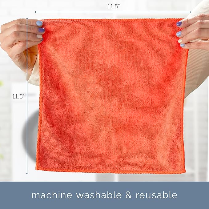 S&T INC. 100 Pack Microfiber Cleaning Cloth, Bulk Towels for Home, Reusable Microfiber Towels for Cars, Cleaning Rags, Assorted, 11.5 Inches x 11.5 Inches, 100 Count