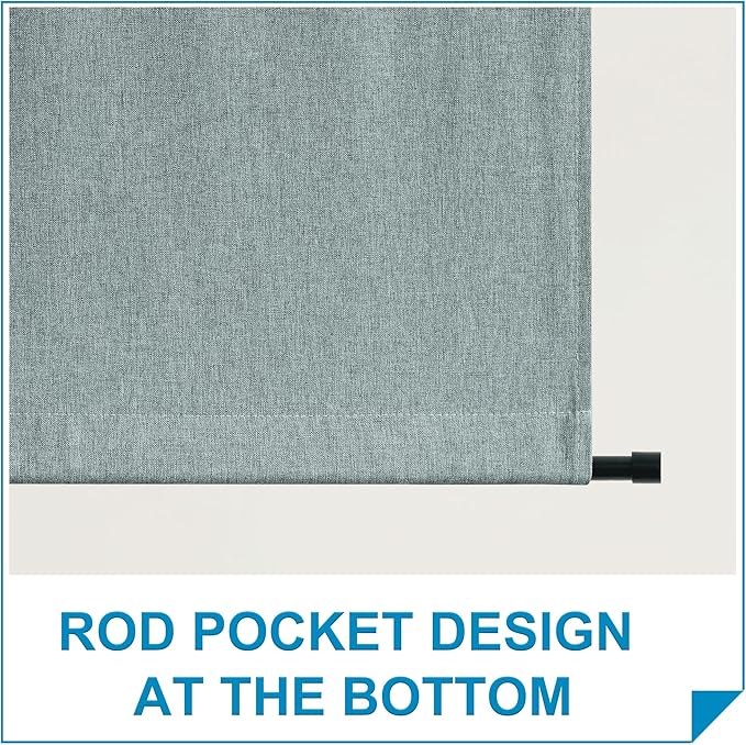 RYB HOME French Door Shades - Stone Blue, 34 x 80 in