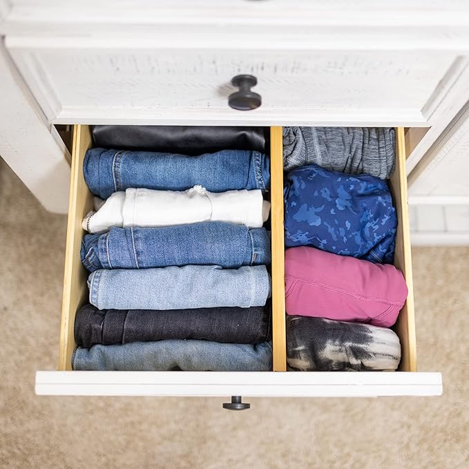 Fabsome Drawer Divider 6 Pack, Bamboo Dresser Organizers for Clothes Socks Underwear Baby Clothing