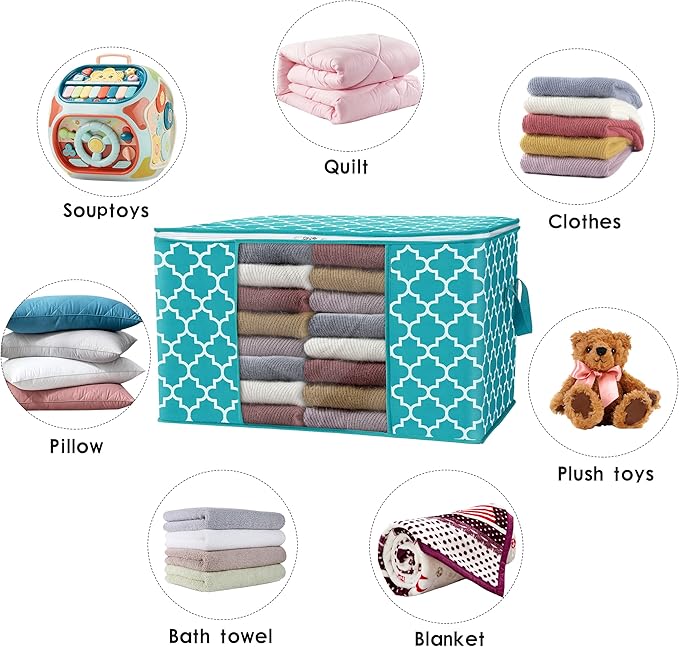 Storage Bags 100L 8-Pack Large Blanket Clothes Organization and Storage, Green