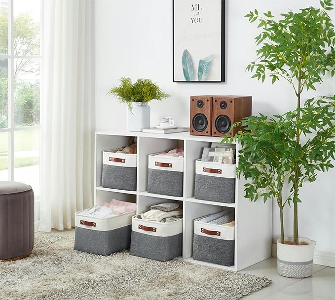 Storage Bins, Slate Grey & White, 4 Pack