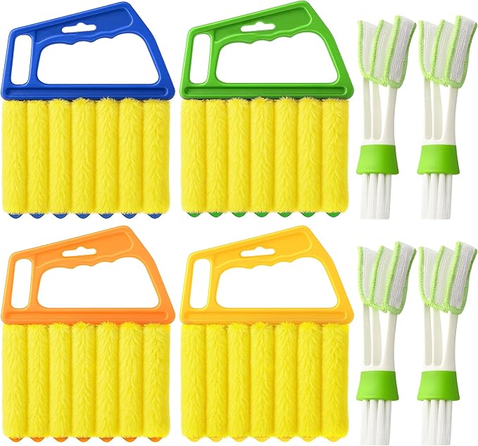 Blind Cleaner Duster Tool - 4 Pcs 7 Fingers Anti-Shedding Window Blind Cleaner Tool and 4 Pcs Air Vent Cleaner