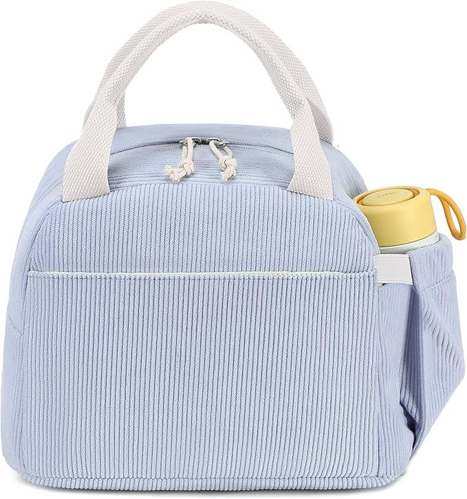 Bluboon Lunch Bag for Women Men Cute Corduroy Lunch Tote Bags Reusable Insulated Lunch Box Large Capacity Reusable Insulated Cooler for Work Picnic or Travel