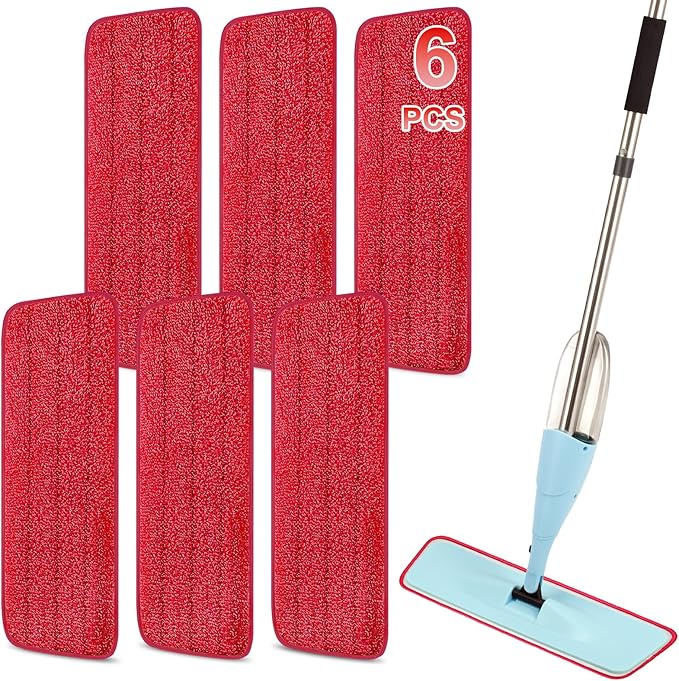 16.5 Inch Reusable Mop Pads Microfiber Spray Mop Replacement Heads for Wet/Dry Mops Compatible with Bona Floor Care System (6 Pack)