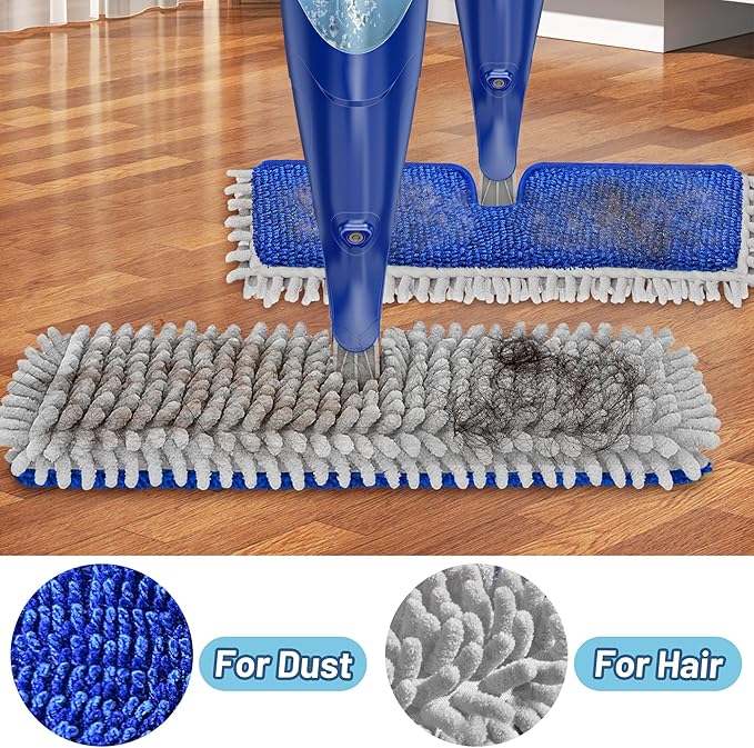 Papclean Spray Mops for Floor Cleaning: Double Sided Dust Mop for Hardwood Wood Tile Floor with Reusable Microfiber Pads - Wet Dry Kitchen Bathroom Cleaning
